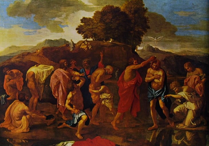 Nicolas Poussin: I sette sacramenti: Il Battesimo cm. 95,5 x 121, National Gallery of Art, Washington. L’opera appartiene alla prima serie.